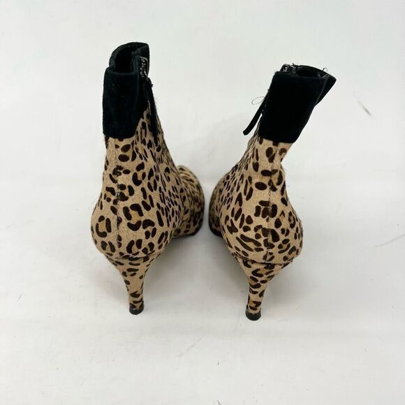 Kate Spade Zip Ankle Boots Women's 6.5 Almond Toe Real Fur Leopard Print - Picture 2 of 10